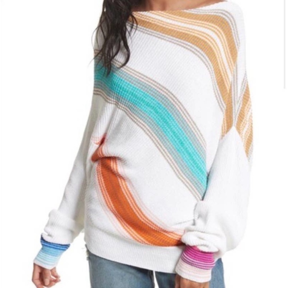 Free People Spectrum Striped Retro 90s Y2K Sweater Size large